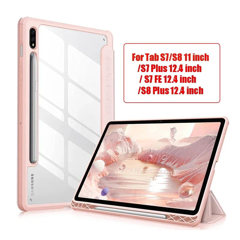 Samsung Tablet S9 Accessories - Funda trasera transparente con Portalápices para