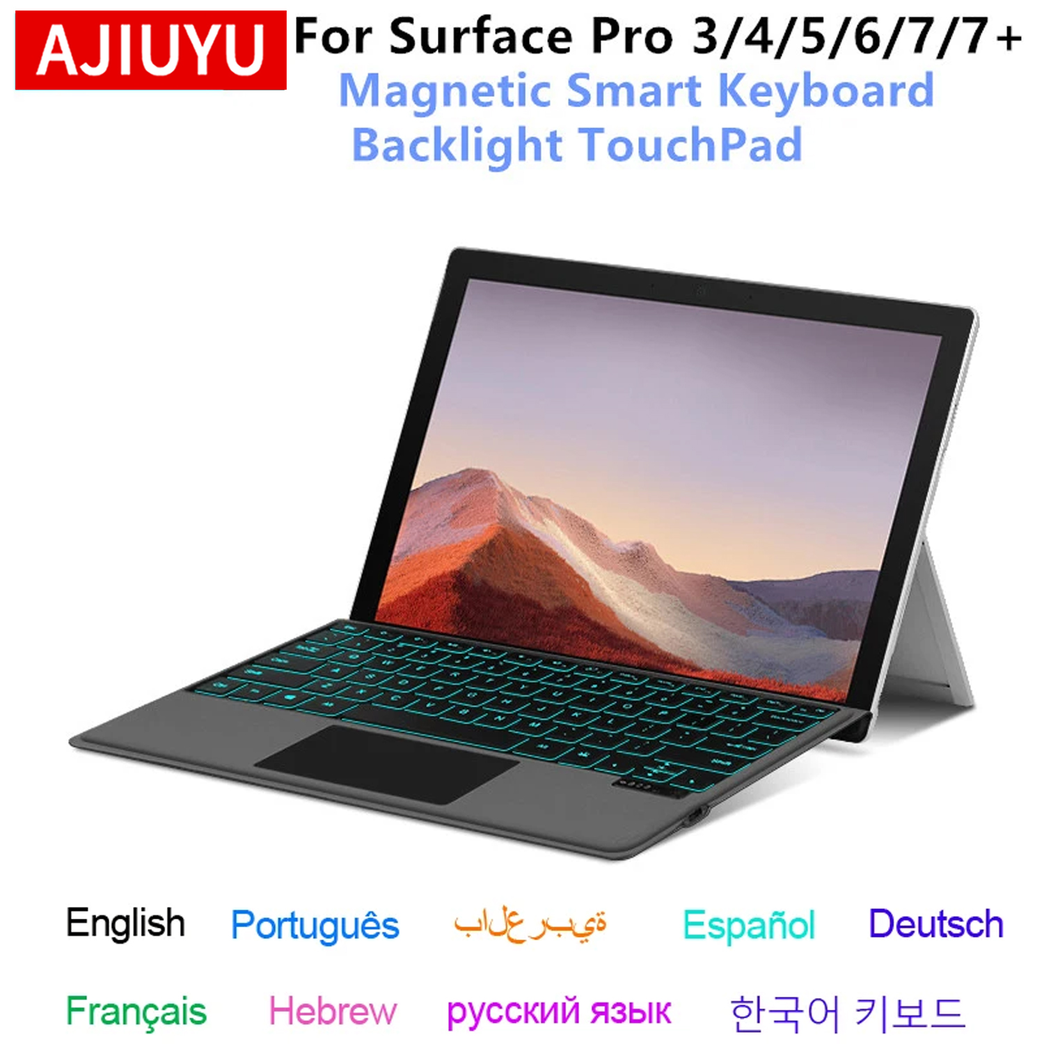 Boox Tablet Accessories - Teclado retroiluminado para Microsoft Surface Pro