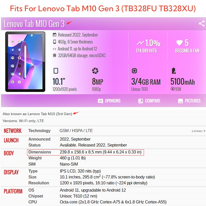 Para Lenovo Tab M10 3. a gener - Lenovo Tablet M10 Accessories reseña y precio